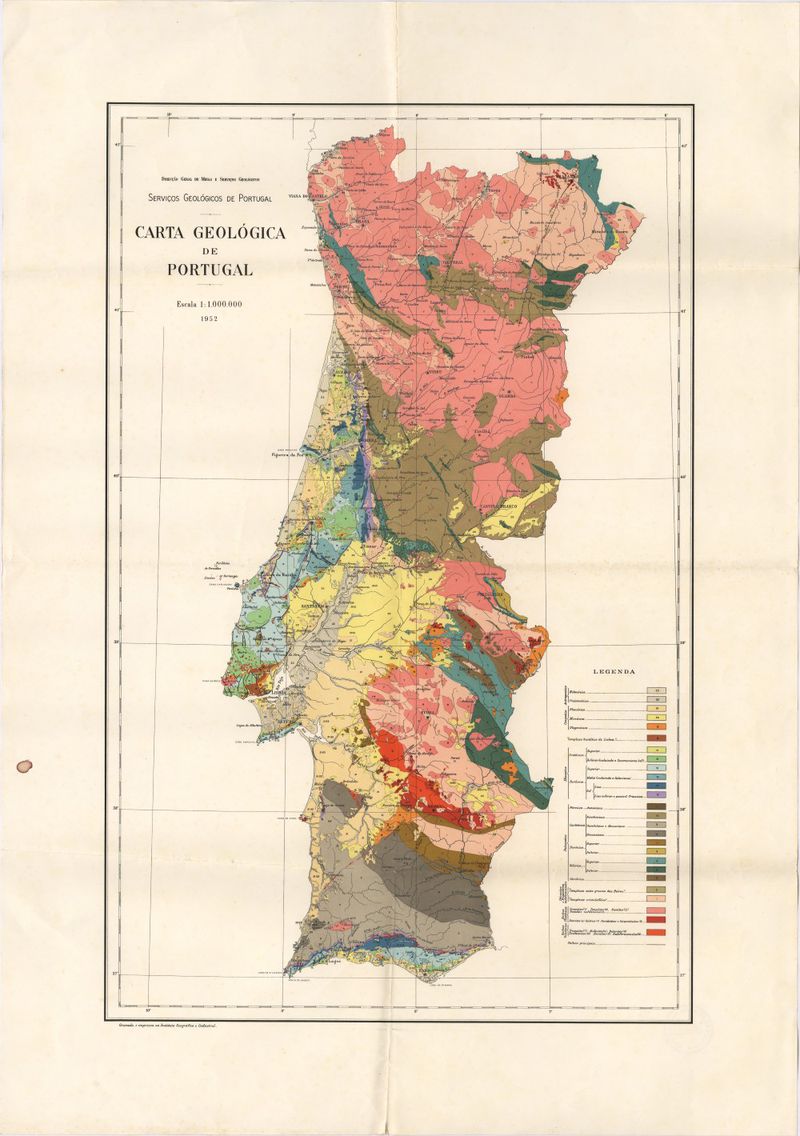 Mapa geológico completo de Portugal e Espanha